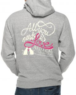 Alternative view of "Love and a Cat" YOUTH Hoodie